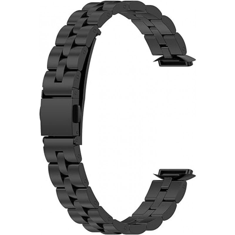 Fitbit Luxe 금속 스테인레스 스틸 시계 밴드 교체 용 FitTurn 밴드 클래식 내구성 솔리드 링크 액세서리 버클 금속 스트랩 손목 밴드 럭셔리 피트니스 웰빙 트래커