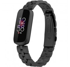 Fitbit Luxe 금속 스테인레스 스틸 시계 밴드 교체 용 FitTurn 밴드 클래식 내구성 솔리드 링크 액세서리 버클 금속 스트랩 손목 밴드 럭셔리 피트니스 웰빙 트래커
