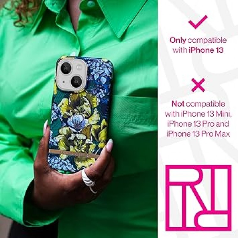 iPhone 13용으로 디자인된 Richmond Finch 케이스 | 6.1인치 사프란 꽃 디자인 | 무선 충전 호환 | 군용 등급 낙하 방지 | 돌출된 모서리 전화기 보호 커버