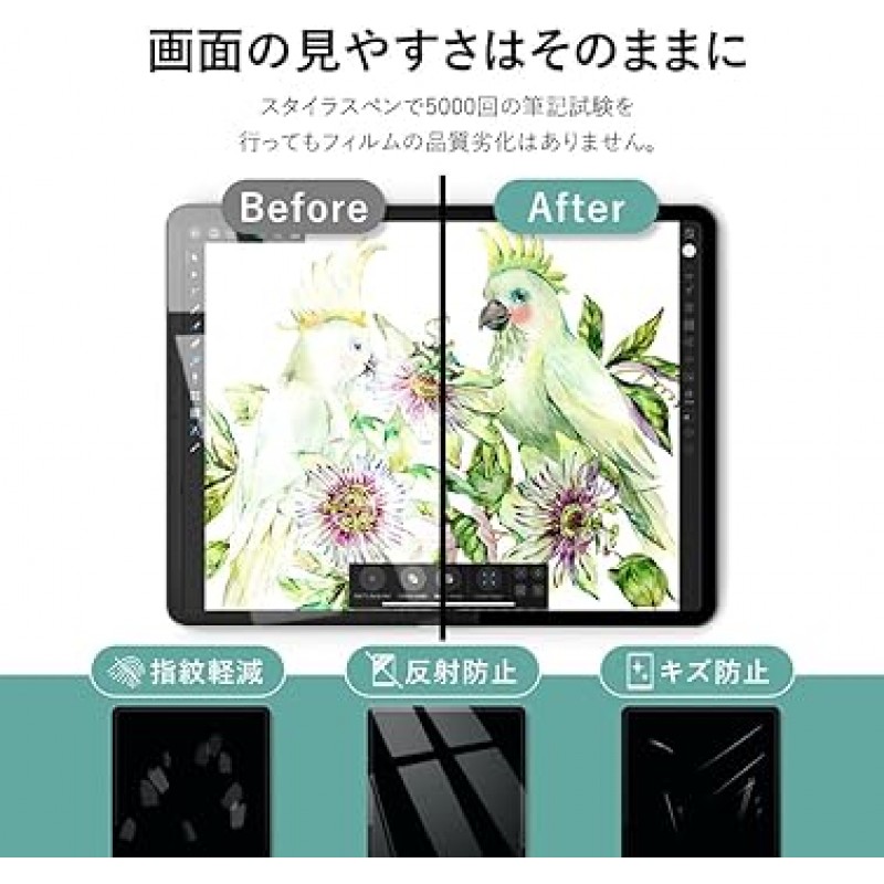 BELLEMOND 422 iPad 10.2인치용 보호 필름, 켄트 종이 유형, 9세대(2021/8세대 2020/7세대 2019), 일본제, 보호 필름, 매끄럽고 종이와 같은 그림 그리기, 반사 방지, 지문 방지, 펜촉 마모 방지, iPad Muji