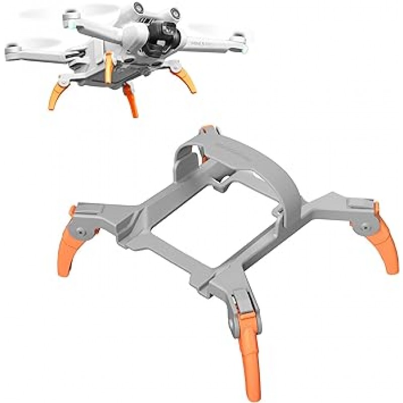 DJI Mini3 Pro 랜딩 기어, 랜딩 기어, 가드, 랜딩 가드, 3cm(1.2인치), 3cm(1.2인치) 증가, 거미 모양, 랜딩 기어 보호, 진동 방지, 충격 방지, 방수, 방진, 경량, 내구성, 충돌 방지링, 접이식, 안전비행, 보호장치(주황색)