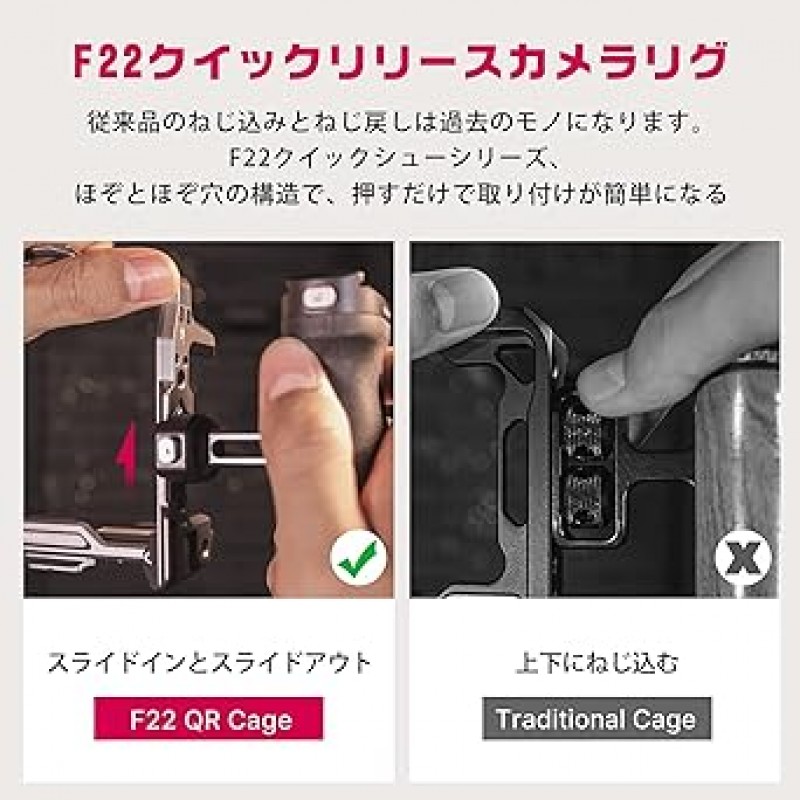 ULANZI Falcam 카메라 케이지, Sony A7C 전용 케이지, 퀵 릴리스, QR 플레이트, F22 및 F38, 퀵 릴리스, Arca Swiss 1/4 나사 구멍과 호환 가능, 카메라 리그(Sony A7C용)