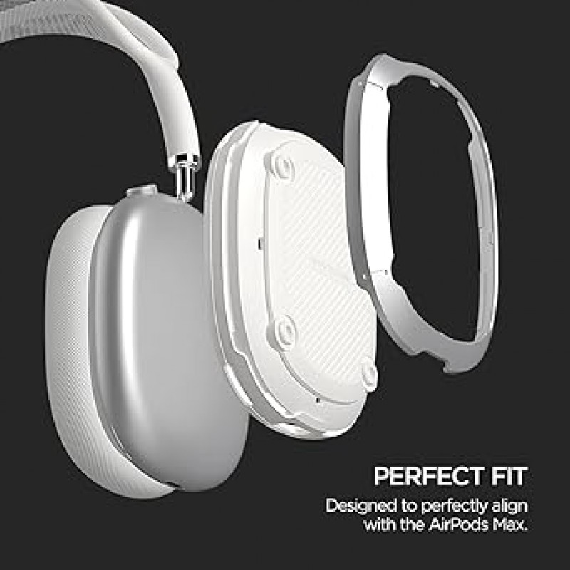 [VRS] AirPods Max 호환 케이스 커버, 충격 방지, TPU x 폴리카보네이트, 하이브리드 이어컵, 하드 보호 커버, 충격 흡수, 보호, 액세서리, 헤드폰 커버, Apple AirPodsMax/Air Pods Max/MGYN3J/A Apple Air Pods Max와 호환 가능, 액티브 하얀색