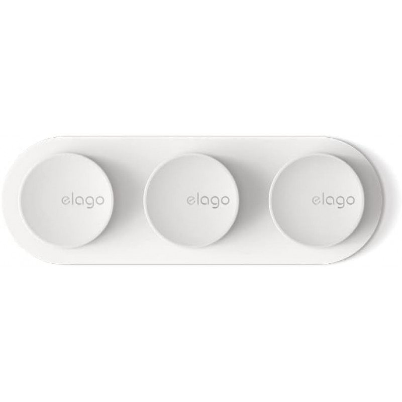 마그네틱 버튼 클립이 있는 elago 케이블 홀더, 슬림, 케이블 정리함, 책상, 접착 패드, 고정 케이블 클립, 배선 정리함, 액세서리, 자석 클립, 보관함, 소형 케이블 배선 트레이, 충전 케이블과 호환 가능, 흰색