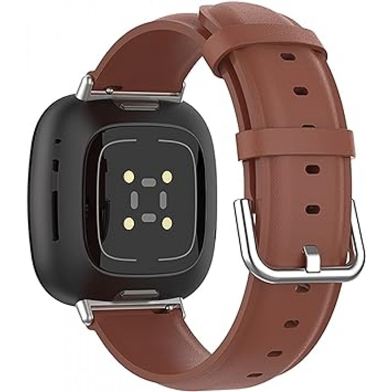 Fitbit Versa 4 / Versa 3 / Sense 2 / Sense 2 / Sense 밴드 스트랩 교체용 가죽 가죽 소프트 내구성 액세서리(브라운)
