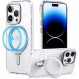 iPhone 14 Pro Max용 Ourjoy 스마트폰 케이스, MagSafe 호환, 스탠드 기능, 미국 군사 표준 인증, 충격 방지, 카메라 렌즈 보호, 무선 충전, 스트랩 구멍 있음, 투명