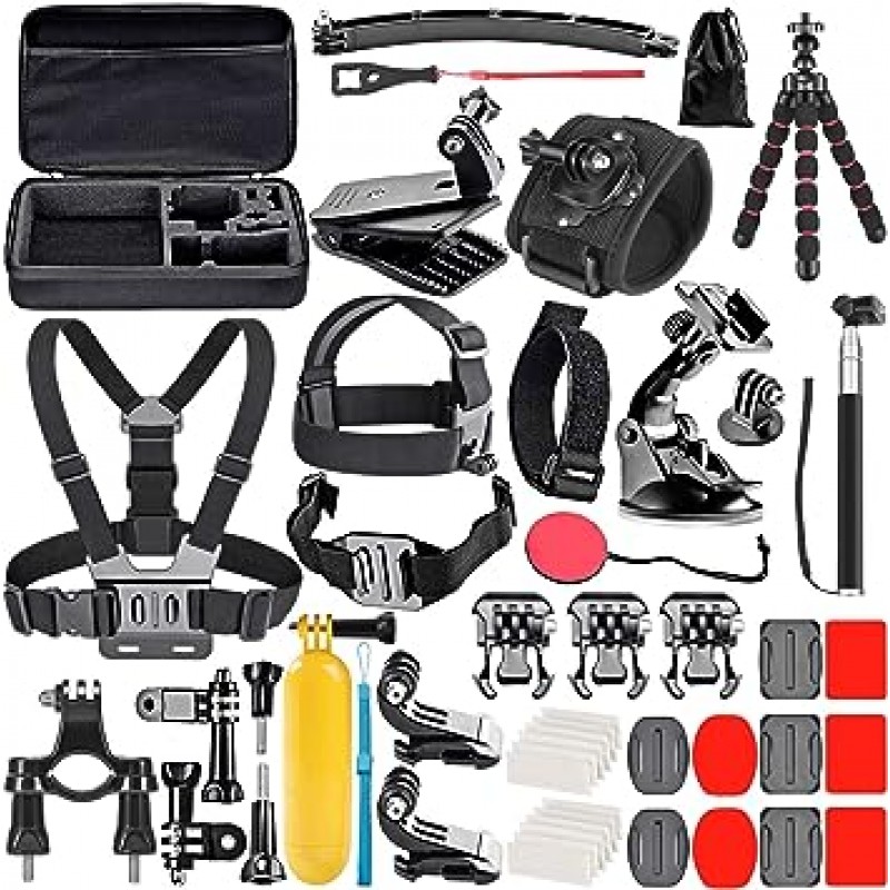 GoPro Hero 11 10 9 8 Max 7 6 5 4 Black GoPro 2018 세션 퓨전 실버 화이트 Insta360 DJI Action 2 AKASO APEMAN Campark SJCAM 액션 카메라 등을 위한 Neewer 업그레이드된 50-in-1 액션 카메라 액세서리 키트