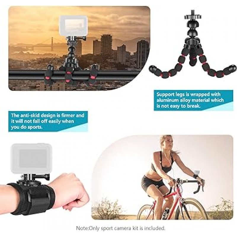 GoPro Hero 11 10 9 8 Max 7 6 5 4 Black GoPro 2018 세션 퓨전 실버 화이트 Insta360 DJI Action 2 AKASO APEMAN Campark SJCAM 액션 카메라 등을 위한 Neewer 업그레이드된 50-in-1 액션 카메라 액세서리 키트