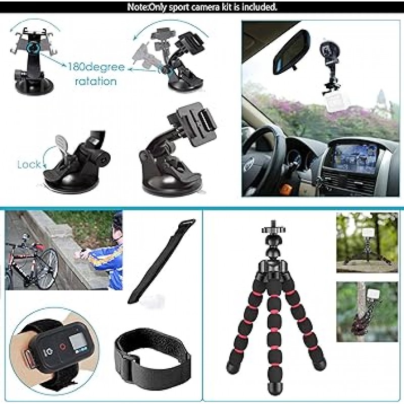 GoPro Hero 11 10 9 8 Max 7 6 5 4 Black GoPro 2018 세션 퓨전 실버 화이트 Insta360 DJI Action 2 AKASO APEMAN Campark SJCAM 액션 카메라 등을 위한 Neewer 업그레이드된 50-in-1 액션 카메라 액세서리 키트