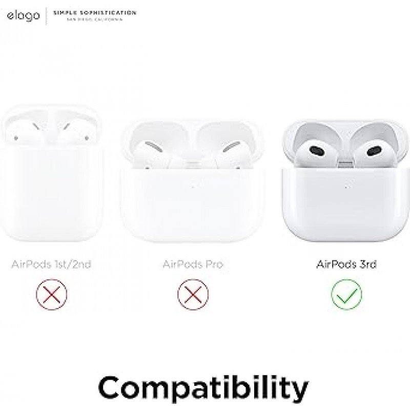【elago】 AirPods 3 대응 이어 훅 캐널 형 이어폰 낙하 방지 액세서리 이어 피스 운반용 실리콘 케이스 첨부 2 사이즈 × 2 세트