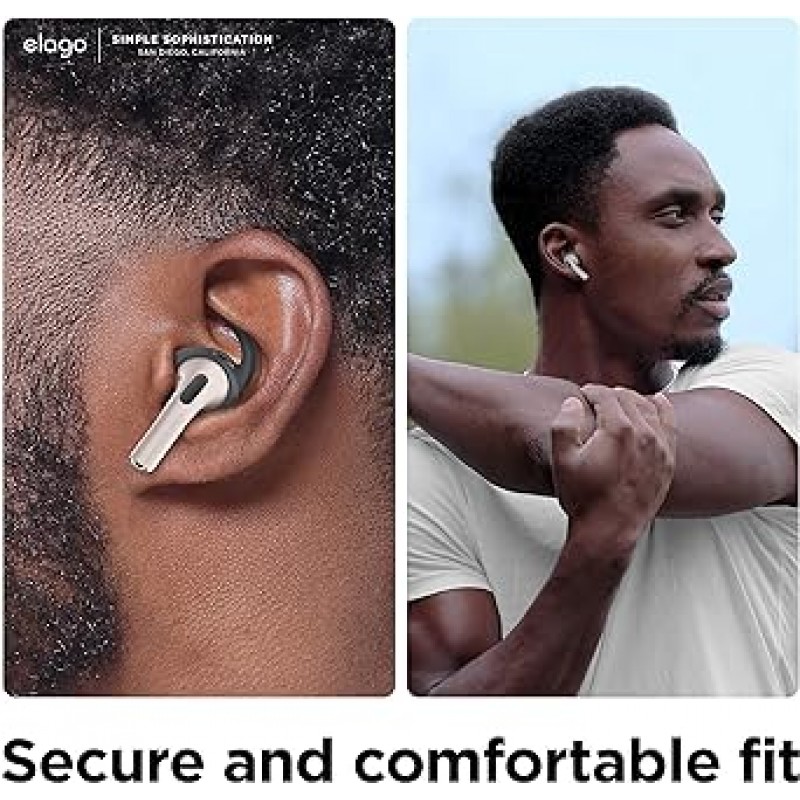 【elago】 AirPods 3 대응 이어 훅 캐널 형 이어폰 낙하 방지 액세서리 이어 피스 운반용 실리콘 케이스 첨부 2 사이즈 × 2 세트