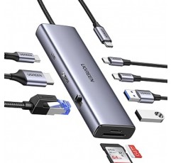 UGREEN Revodok USB C 허브 9-IN-1 [USB-A x 2 + USB-C x2] USB 3.0 허브 4K 60Hz HDMI 허브 Type-C PD100W 급속 충전 USB-C 5Gbps 고속 전송 USB 3.0 4 포트 확장(SD Micro 포함) SD/TF 카드 리더 유형 C 어댑터 MacBook air M1 M2 Pro Dell XPS HP Surface Go Galaxy S21 S20 Xperia 5 등