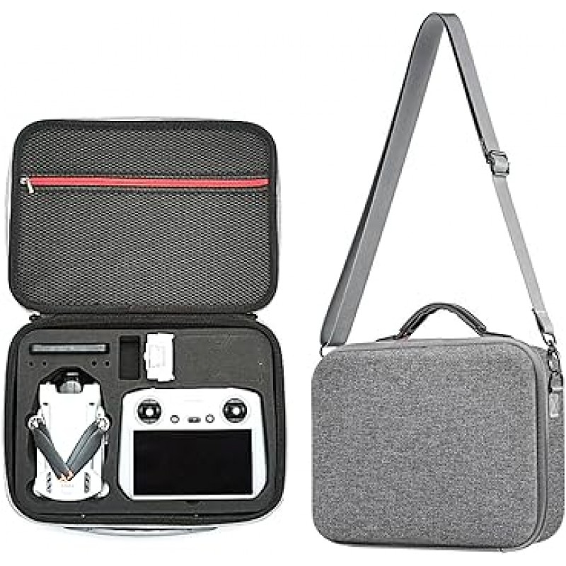 DJI Mini 3 Pro 고용량 충격 방지 보관 케이스 - 송신기, 예비 배터리, 충전 허브, 프로펠러, 낙하 방지 디자인, DJI Mini 3 Pro 드론용 완벽한 여행 가방과 같은 액세서리를 위한 어깨끈 휴대용 보관 가방 포함(DJI RC/와 호환 가능) RC-N1), 그레이, 모던