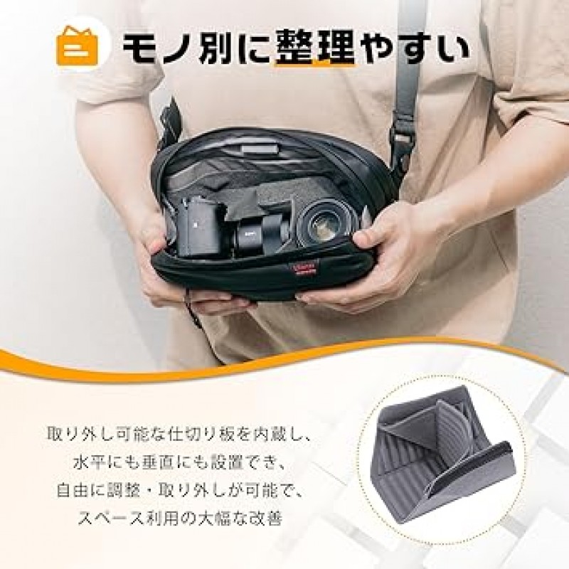 Ulanzi 가제트 파우치, 카메라 가방, 다기능 방수 가방, 크로스바디 백, 미니 숄더백, 디지털 보관 가방, 숄더백, 조절 가능한 칸막이, 발수, 보관 파우치, 모바일 보관 케이스, 스마트폰용, 아이패드미니, 충전 케이블, 배터리, USB 충전기, SD 카드, 카메라 액세서리, 경량, 콤팩트, 방수, 여행, 작업, 출장, 소형 품목, 사진작가용, 동영상 블로거