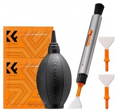 K&F Concept 6 in 1 카메라 클리닝 키트, 클리닉 광택 2개, 렌즈 펜, 풀 사이즈 센서 면봉 2개 + Canon Nikon용 카메라 송풍기 Sony DSLR 카메라 렌즈 유지 관리 SLR 카메라용 클리닝 용품 스마트폰, LCD 스크린, 렌즈, 유리, 지문 닦이