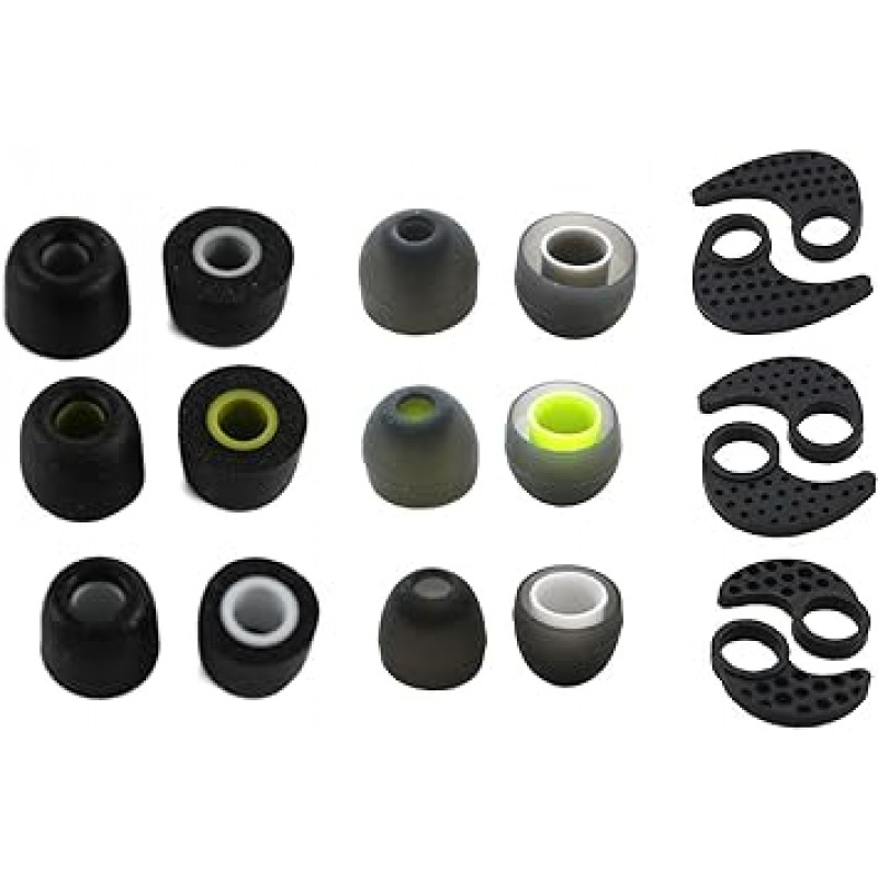 Jaybird Bluebuds X, x2 및 x3 Bluetooth 스포츠 헤드폰용 Zotech 액세서리 팩(메모리 폼 3쌍, 실리콘 이어핀 3쌍 및 실리콘 고무 교체 이어폰 3쌍, 이어 팁)