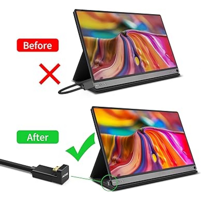 AGVEE [3 개 팩] 180도 각도가있는 미니 HDMI 남성 - HDMI 여성 어댑터 U 자형 4K @ 60HZ 컨버터 커플러 커넥터 익스텐더 휴대용 디스플레이 모니터 액세서리 용 블랙