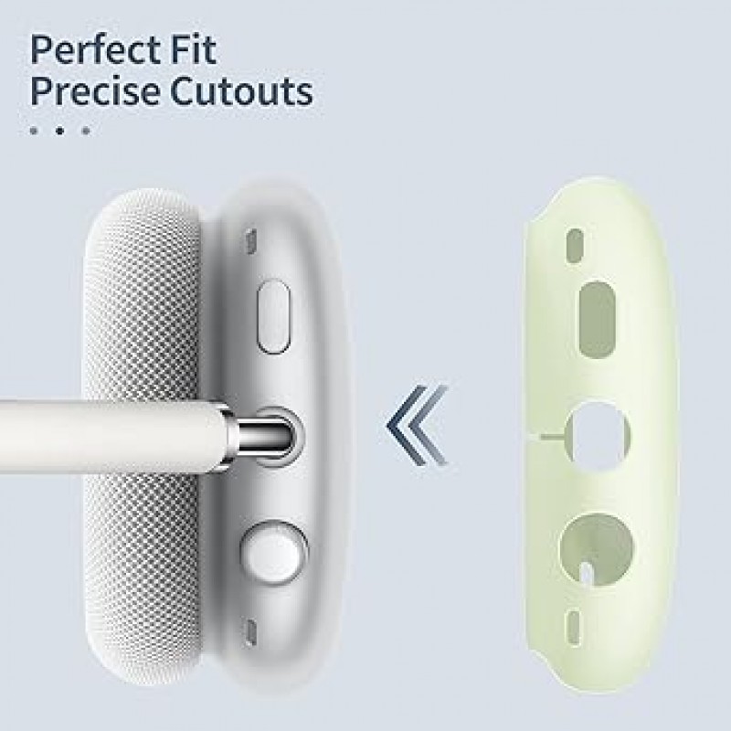 Fintie (핀티) 실리콘 케이스 커버 AirPods Max 헤드폰 용 흠집 방지 이어 컵 커버 헤드 밴드 커버 AirPods Max 용 액세서리 스킨 프로텍터 AirPods Max 용 (그린 글로인 더 다크)