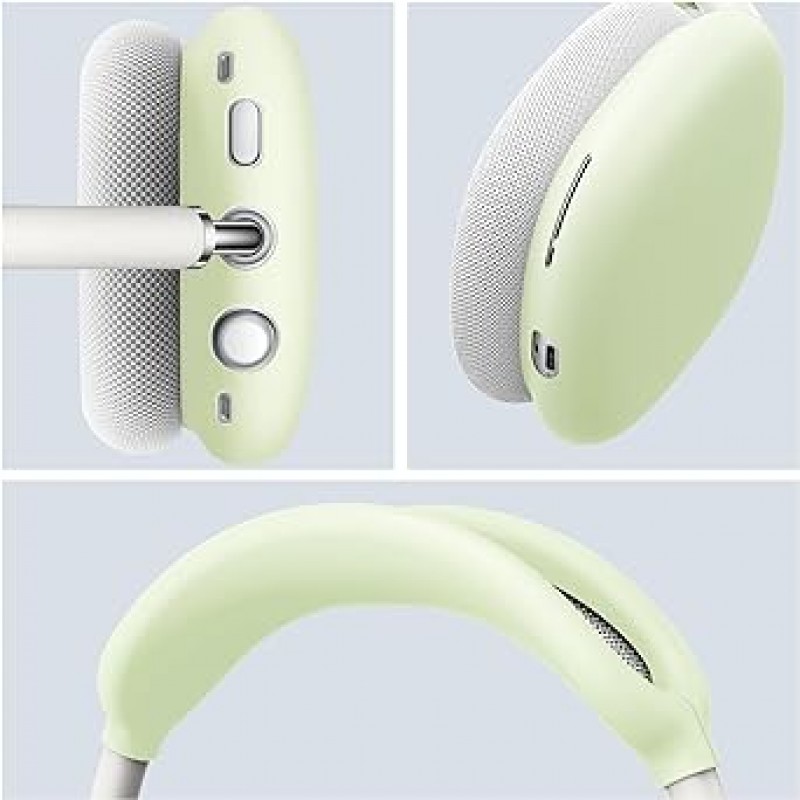 Fintie (핀티) 실리콘 케이스 커버 AirPods Max 헤드폰 용 흠집 방지 이어 컵 커버 헤드 밴드 커버 AirPods Max 용 액세서리 스킨 프로텍터 AirPods Max 용 (그린 글로인 더 다크)