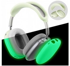 Fintie (핀티) 실리콘 케이스 커버 AirPods Max 헤드폰 용 흠집 방지 이어 컵 커버 헤드 밴드 커버 AirPods Max 용 액세서리 스킨 프로텍터 AirPods Max 용 (그린 글로인 더 다크)