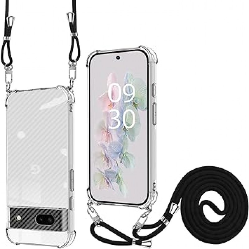 baodunwei Google Pixel 7a 케이스, 투명, 넥 스트랩, 크로스바디 스트랩, 스마트폰 어깨 스트랩, 휴대폰 스트랩, 어깨 스트랩, Pixel 7a, 로프 커버, 길이 조절 가능, 충격 방지, 얇고 가벼운 제품, Qi 급속 충전, 완전 보호, Pixel7a 씌우다