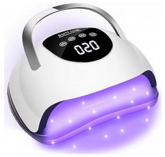 220W 젤 네일 라이트, LED 57개, 모든 젤과 호환 가능, 고출력, 빠른 경화 광, 4가지 타이머 설정, LED 조명, 전문가용, 업계 공지, 저열 기능, 일본어 사용 설명서(영어는 보장되지 않음)