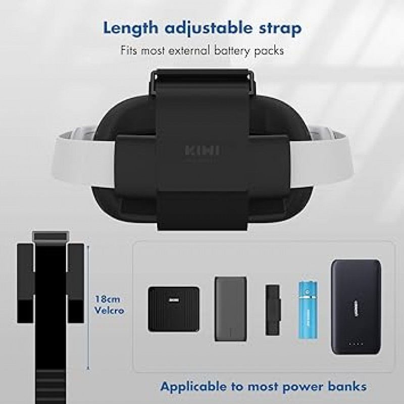 KIWI design 배터리 스트랩 VR 파워 뱅크 고정 스트랩 Quest 2 / Quest/HTC Vive 대응 디럭스 오디오 스트랩 액세서리 (파워 뱅크는 포함되지 않음)