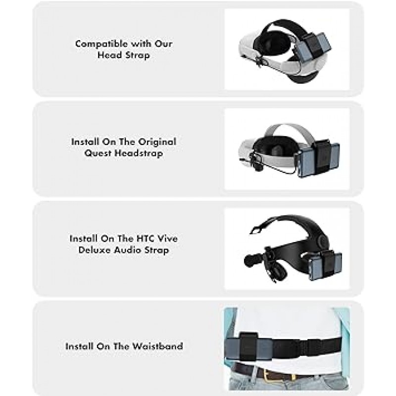 KIWI design 배터리 스트랩 VR 파워 뱅크 고정 스트랩 Quest 2 / Quest/HTC Vive 대응 디럭스 오디오 스트랩 액세서리 (파워 뱅크는 포함되지 않음)