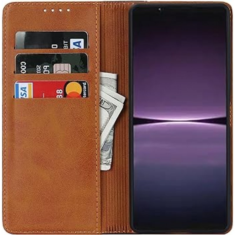 Xperia 1 V 케이스, Sony Xperia 1 V SO-51D docomo 노트북형 케이스, Xperia 1 V SOG10 au 스마트폰 케이스, Xperia One Five 커버, Xperia 1 5 노트북 케이스, Xperia 1 V Gaming Edition 소프트뱅크 노트북형 케이스, Xperia 1 V 케이스, Zouzt 합성 피혁, 지갑형, 카드 수납 가능, 벨트 없음, 자석, 스탠드, 4색, 노란색 + 갈색