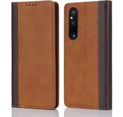 Xperia 1 V 케이스, Sony Xperia 1 V SO-51D docomo 노트북형 케이스, Xperia 1 V SOG10 au 스마트폰 케이스, Xperia One Five 커버, Xperia 1 5 노트북 케이스, Xperia 1 V Gaming Edition 소프트뱅크 노트북형 케이스, Xperia 1 V 케이스, Zouzt 합성 피혁, 지갑형, 카드 수납 가능, 벨트 없음, 자석, 스탠드, 4색, 노란색 + 갈색