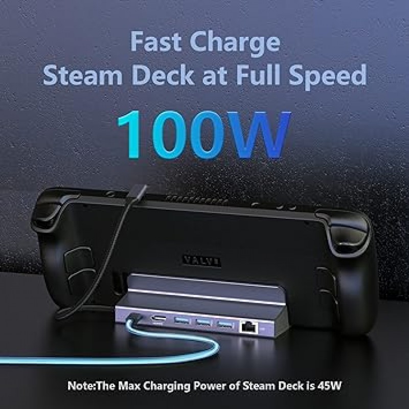 HOPDAY Steam Deck Dock, 6-in-1 Steam Deck Dock, ASUS ROG ALLY용 TV Dock, USB C 허브, HDMI 4K@60Hz, 3*USB 3.0, 1Gbps 이더넷, 100W PD 로드, 밸브 스팀 데크 스탠드, 전화, 태블릿, 스팀 데크 액세서리는 밸브 스팀 데크 스탠드입니다.