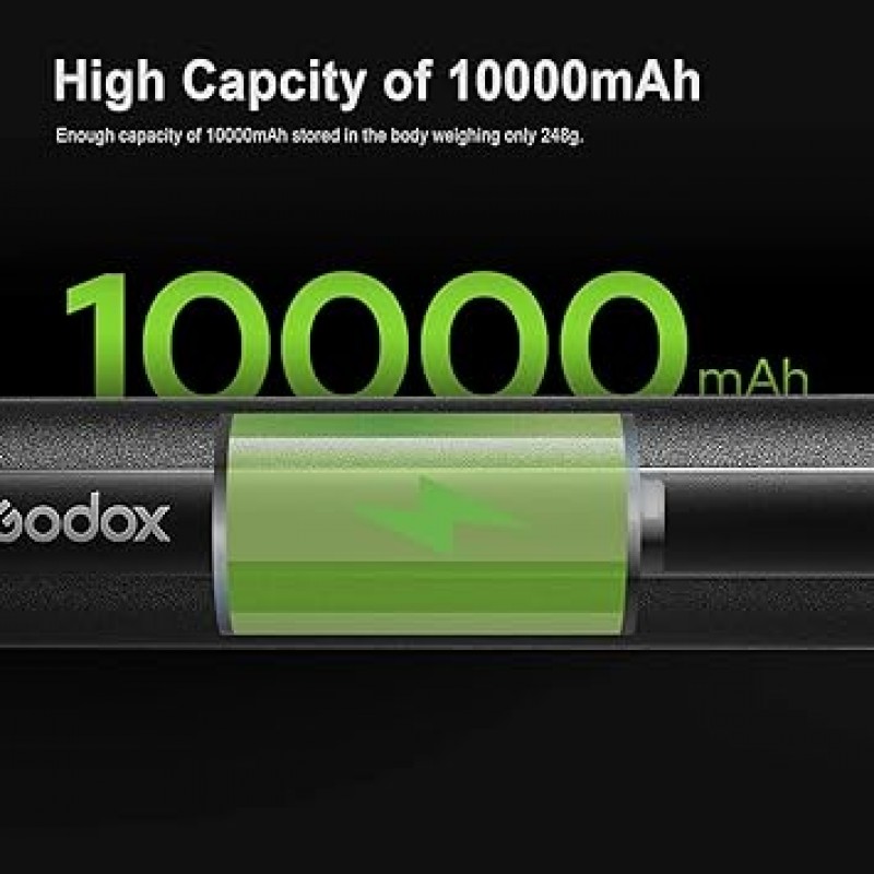 Godox BPC-01 모노포드, 카메라 그립, 미니 삼각대, 배터리 그립, 10,000mAh, 2개 장치 동시 충전 가능, 4/1 나사, 스마트폰과 호환 가능, DJI 오즈모 포켓 액션 카메라