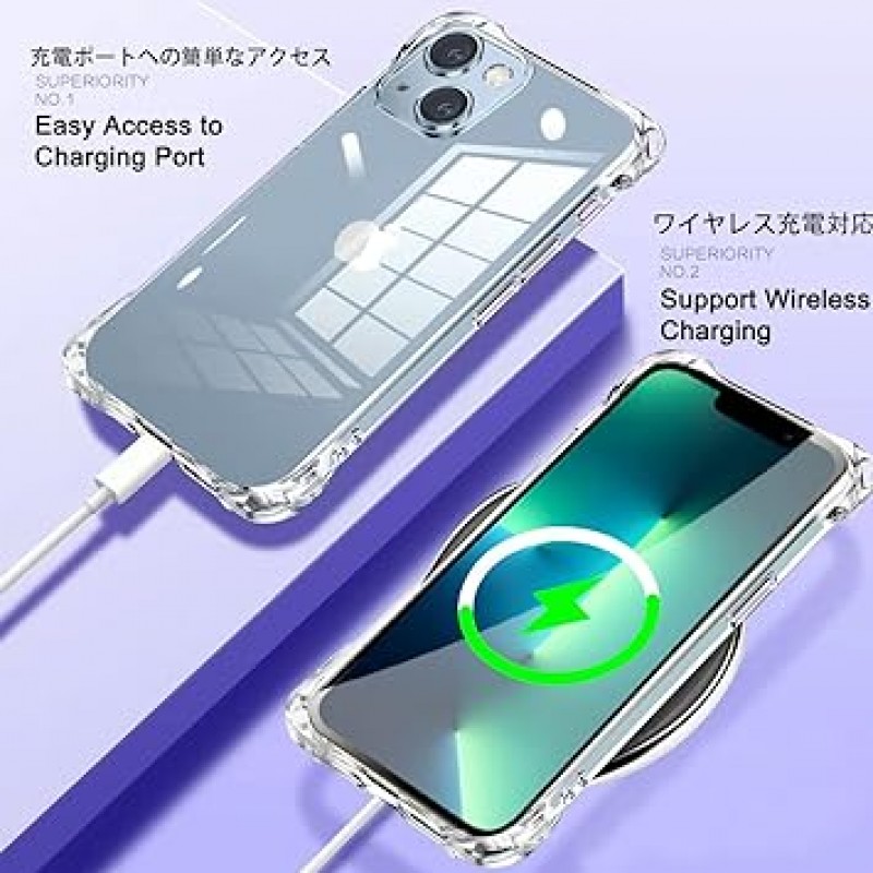 iPhone 14 Plus 케이스, 투명 숄더, 충격 방지, 조절 가능한 어깨 크로스바디 목걸이, TPU 커버, iPhone 14 Plus, 탈부착 가능, 무선 충전 가능, 투명 커버, 충격 방지, 투명, 얇은, TPU, 경량, 어깨 스트랩, 스트랩이 있는 범퍼 커버, 스트랩 홀, 케이스, 국산투명, Qi충전, 무선충전, 긁힘방지, 긁힘방지, 카메라보호(로프-애쉬블루)