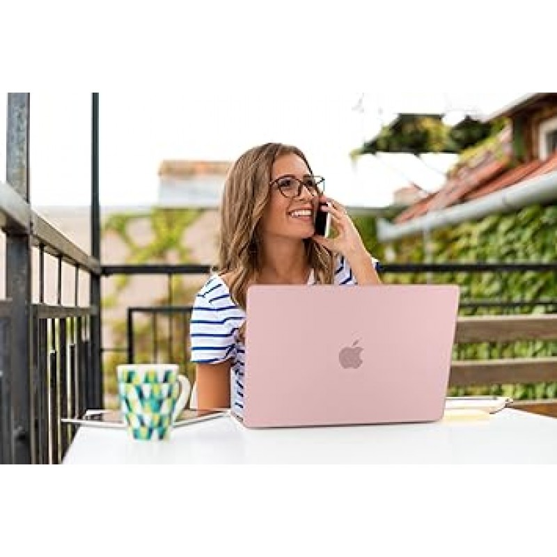 Teryeefi 호환 MacBook Pro 14인치 케이스 2023 2021 2022 (모델:A2442 M2 M1 Pro/Max), 경량 배기구 매트 보호 커버 & JIS 일본어 키보드 커버 & LCD 보호 필름 & 먼지 플러그, 핑크