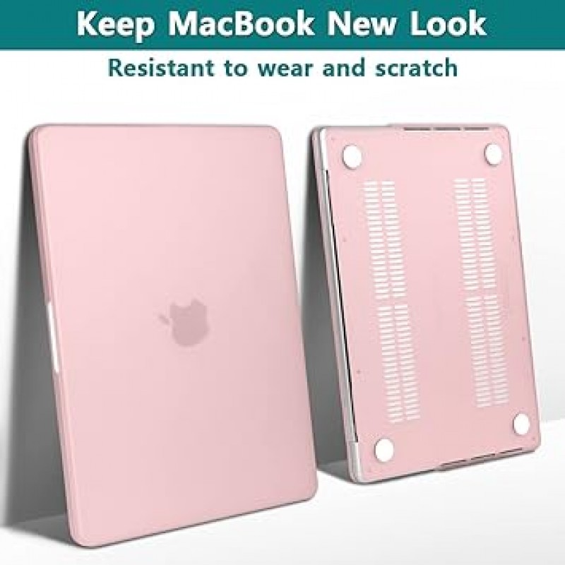 Teryeefi 호환 MacBook Pro 14인치 케이스 2023 2021 2022 (모델:A2442 M2 M1 Pro/Max), 경량 배기구 매트 보호 커버 & JIS 일본어 키보드 커버 & LCD 보호 필름 & 먼지 플러그, 핑크