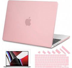 Teryeefi 호환 MacBook Pro 14인치 케이스 2023 2021 2022 (모델:A2442 M2 M1 Pro/Max), 경량 배기구 매트 보호 커버 & JIS 일본어 키보드 커버 & LCD 보호 필름 & 먼지 플러그, 핑크