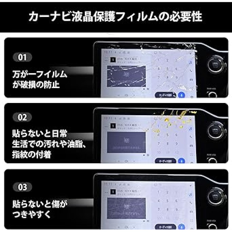 VOXY 90 시리즈 차량용 내비게이션 보호 필름 TOYOTA VOXY90 보호 필름 9H 경도 강화 유리 긁힘 방지 얼룩 방지 초박형 고감도 터치 접착식 설치 용이 카 내비게이션 디스플레이 액세서리(Toyota Voxy/Noah 90 시리즈만 해당)