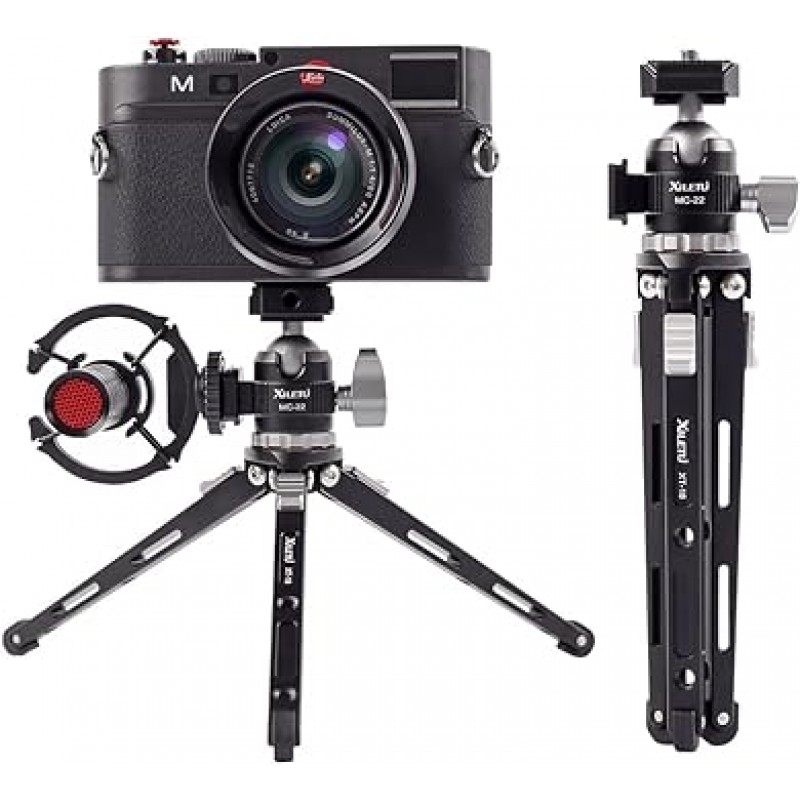 XILETU XT18MC22 미니 삼각대, 3단계 조절 가능, 높이 약. 3~21cm(1.2~8.3인치), 로우 앵글 사진 촬영에 적합, GoPro 삼각대, 스트랩 포함, 어디서나 사용 가능, 스마트폰 또는 GoPro Hero 9, 최대 적재 용량 6kg(13.2lbs), 경량, 컴팩트, 고성능 , 소형, 스마트폰 삼각대, 프로젝터 스탠드, 휴대용, 모든 알루미늄