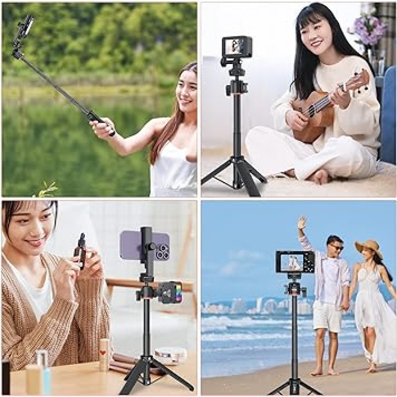 VRIG 스마트폰 삼각대, 미니 삼각대, 리모컨이 있는 스마트폰 스탠드, iPhone/Android와 호환, 휴대가 편리함, 스마트폰 삼각대, 카메라, 셀카, 비디오, 사진 등과 호환 가능