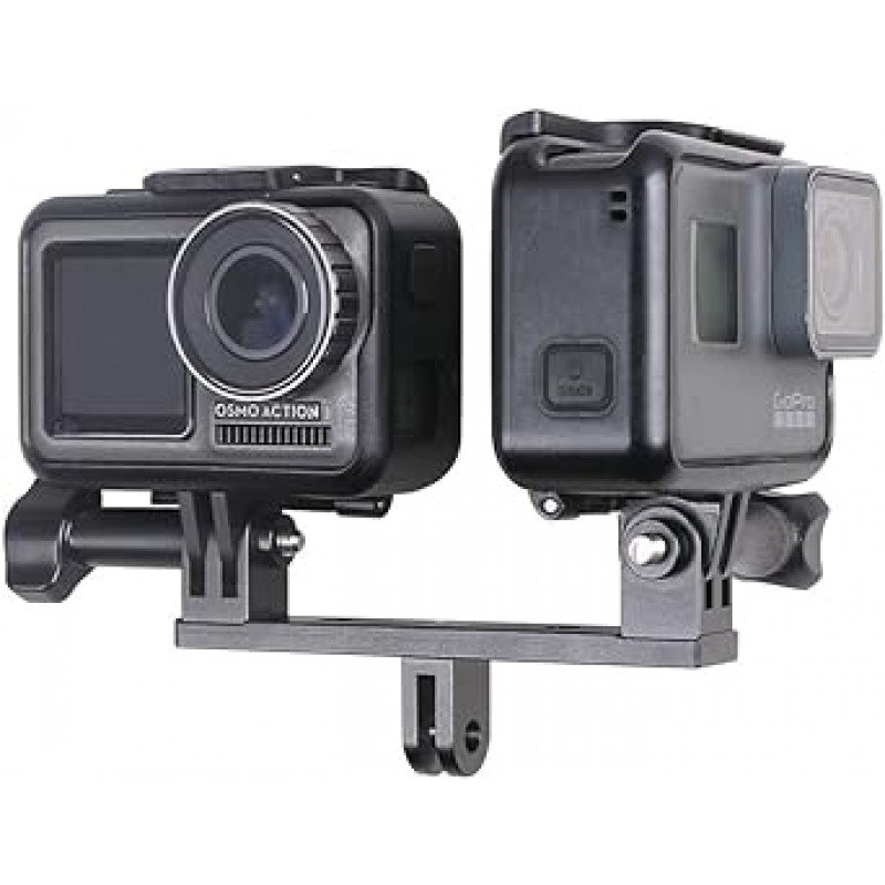 GoPro Hero 11/10/9/8/7/(2018) 검정색, 4 세션, YI, Campark, AKASO, SJCAM, DJI Osmo 액션 카메라용 나사 2개가 있는 알루미늄 듀얼 트윈 마운트 어댑터 - 카메라 하우징에 적합 휴대용 모노포드(듀얼 트윈 마운트)