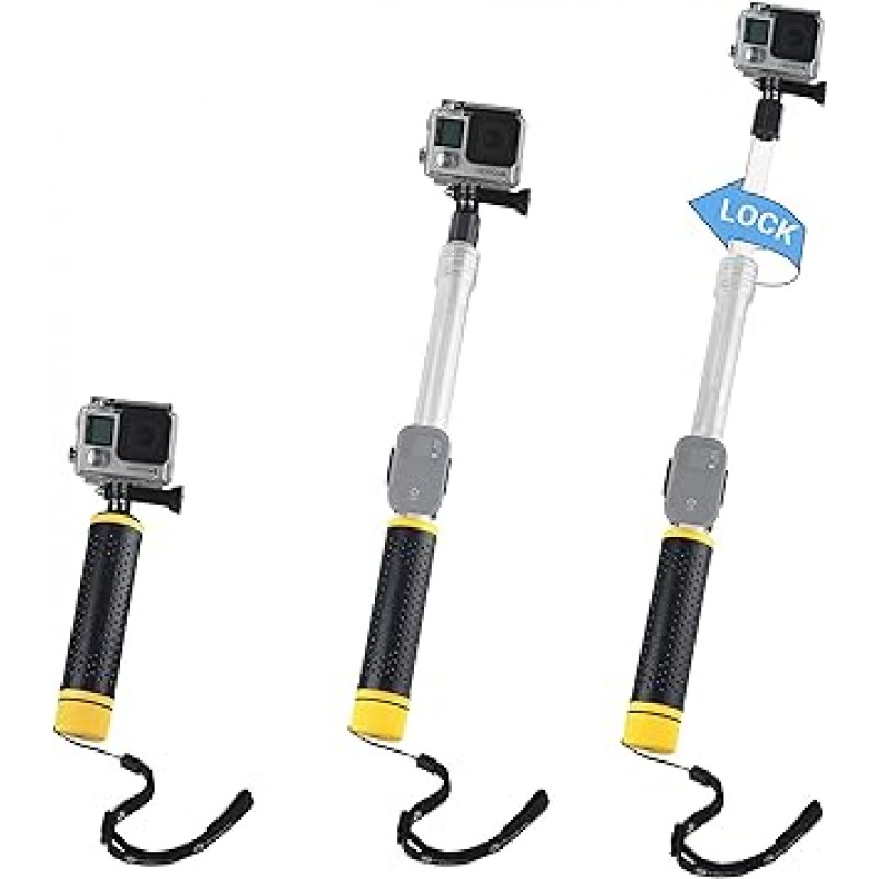 플로팅 익스텐션 폴과 바버 그립을 하나로 통합 – Gopro Hero 4, 세션, 블랙, 실버, Hero + LCD, 3 +, 3, 2, 1 - 6.7
