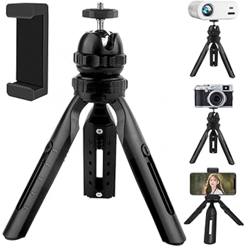 YOWHICK M4 삼각대, 프로젝터/카메라용, 1/4인치, M4 표준, 5단계 망원, 테이블탑 삼각대, 미니 삼각대, 프리덤 헤드, 360° 회전, 경량, Vlog, 접이식, 캠코더 휴대 편리