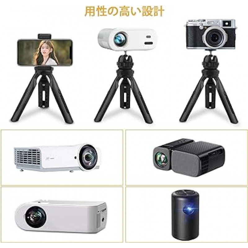 YOWHICK M4 삼각대, 프로젝터/카메라용, 1/4인치, M4 표준, 5단계 망원, 테이블탑 삼각대, 미니 삼각대, 프리덤 헤드, 360° 회전, 경량, Vlog, 접이식, 캠코더 휴대 편리