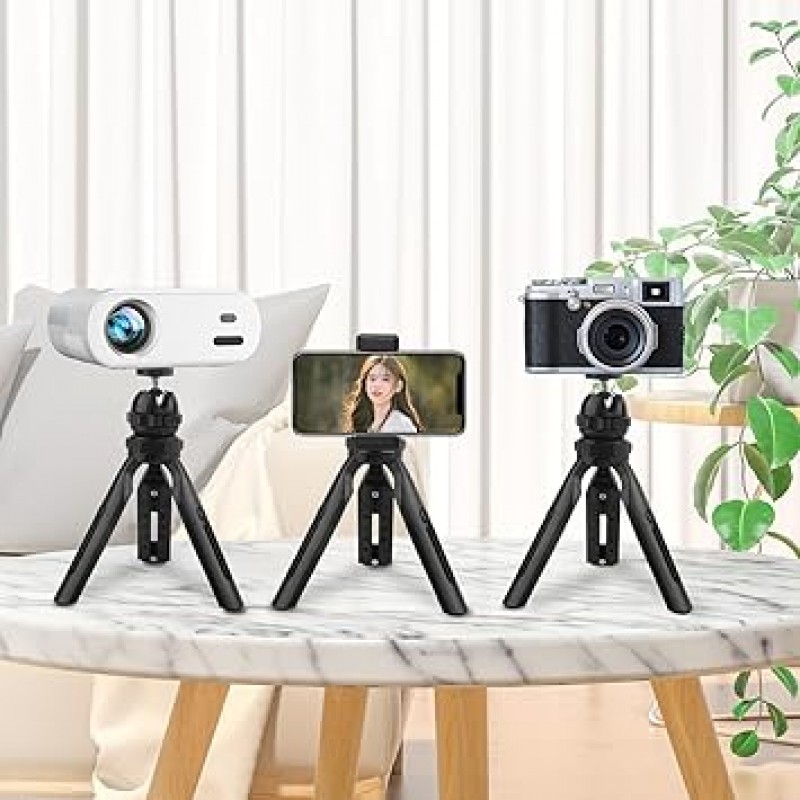 YOWHICK M4 삼각대, 프로젝터/카메라용, 1/4인치, M4 표준, 5단계 망원, 테이블탑 삼각대, 미니 삼각대, 프리덤 헤드, 360° 회전, 경량, Vlog, 접이식, 캠코더 휴대 편리