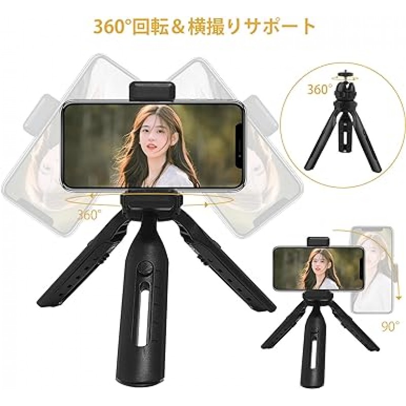 YOWHICK M4 삼각대, 프로젝터/카메라용, 1/4인치, M4 표준, 5단계 망원, 테이블탑 삼각대, 미니 삼각대, 프리덤 헤드, 360° 회전, 경량, Vlog, 접이식, 캠코더 휴대 편리