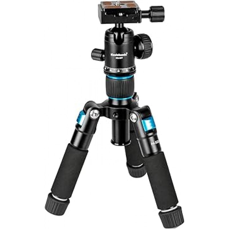 Koolehaoda 휴대용 미니 삼각대, 높이 20.1인치(51cm), 알루미늄 합금 탁상용 삼각대 + 360도 볼 헤드 및 가방, SLR 카메라 및 캠코더에 적합 최대 부하 용량 5kg-(파란색)