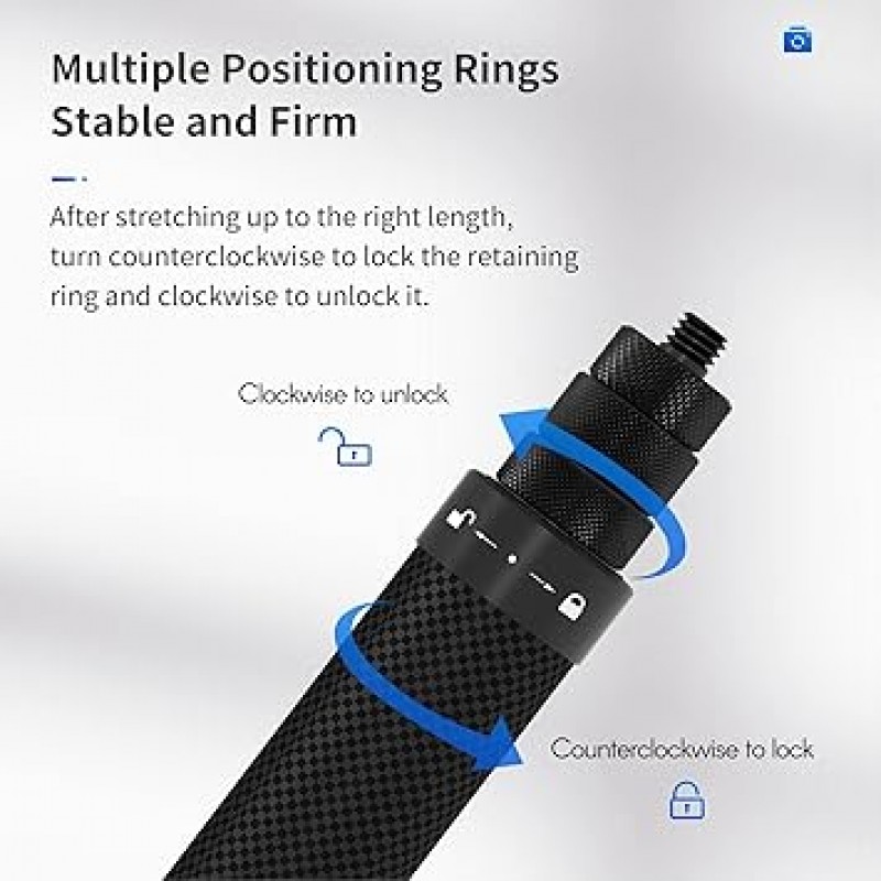 셀카봉 보이지 않는 셀카봉 1.16m/3.8ft 탄소 섬유 셀카봉 Insta360 X3/OneX/OneX2/OneR 파노라마 카메라 액션 카메라용 1/4