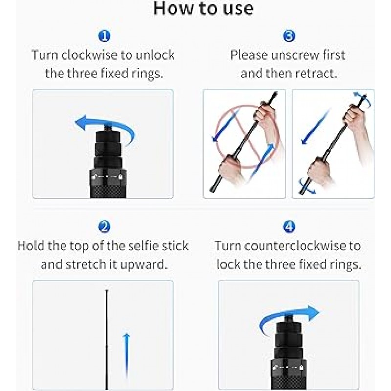 셀카봉 보이지 않는 셀카봉 1.16m/3.8ft 탄소 섬유 셀카봉 Insta360 X3/OneX/OneX2/OneR 파노라마 카메라 액션 카메라용 1/4
