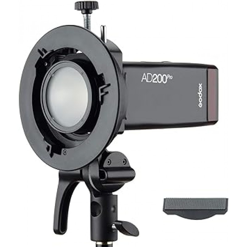 Godox S2 업그레이드 S 브래킷 Bowens 마운트 탈착식 개스킷은 Godox AD200 AD200pro AD300pro AD400pro 둥근 헤드 V1 스트로브 및 V860II, V850II, TT685, TT600, TT350 등에 적합합니다. 소프트박스 반사경 미용 접시