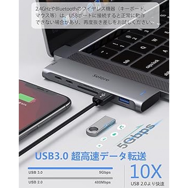 Selore MacBook Air 허브, MacBook 허브, Mac 허브, 7 in 2, MacBook Pro/Air, 4K HDMI 비디오 출력, 100W PD 급속 충전, USB-C 데이터 전송, USB 3.0 x 2, TF/SD 슬롯/mac USB 허브 호환 MacBook Pro 2020, 2019, 2018, 2017, 2016, MacBook Air 2020202018 macbook pro 허브 포함